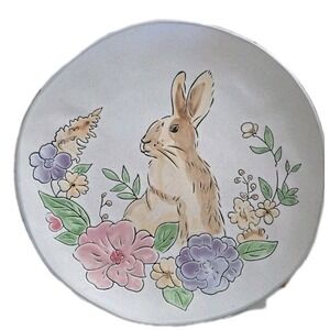 3 SPECTRUM SPRING SZ L 11" FLOWER MATTE FINISH BUNNY DINNER PLATE Cottagecore